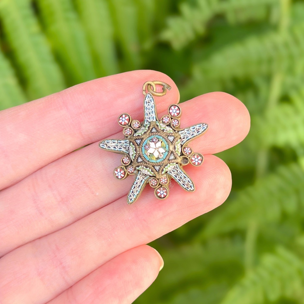Antique Italian Micro-Mosaic Star Pendant